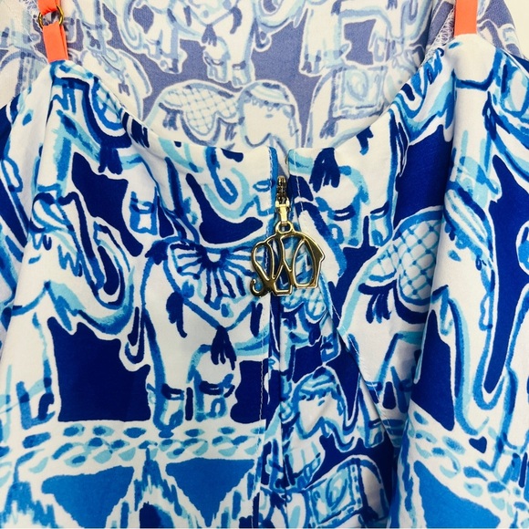 Lilly Pulitzer Celyn Blue Elephant Romper Vacay Travel Resort - Picture 3 of 8
